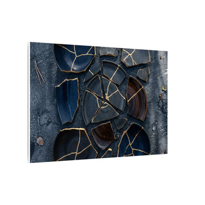 Dark Japandi Broken Pottery in Dappled | Shadow Zen Canvas Art