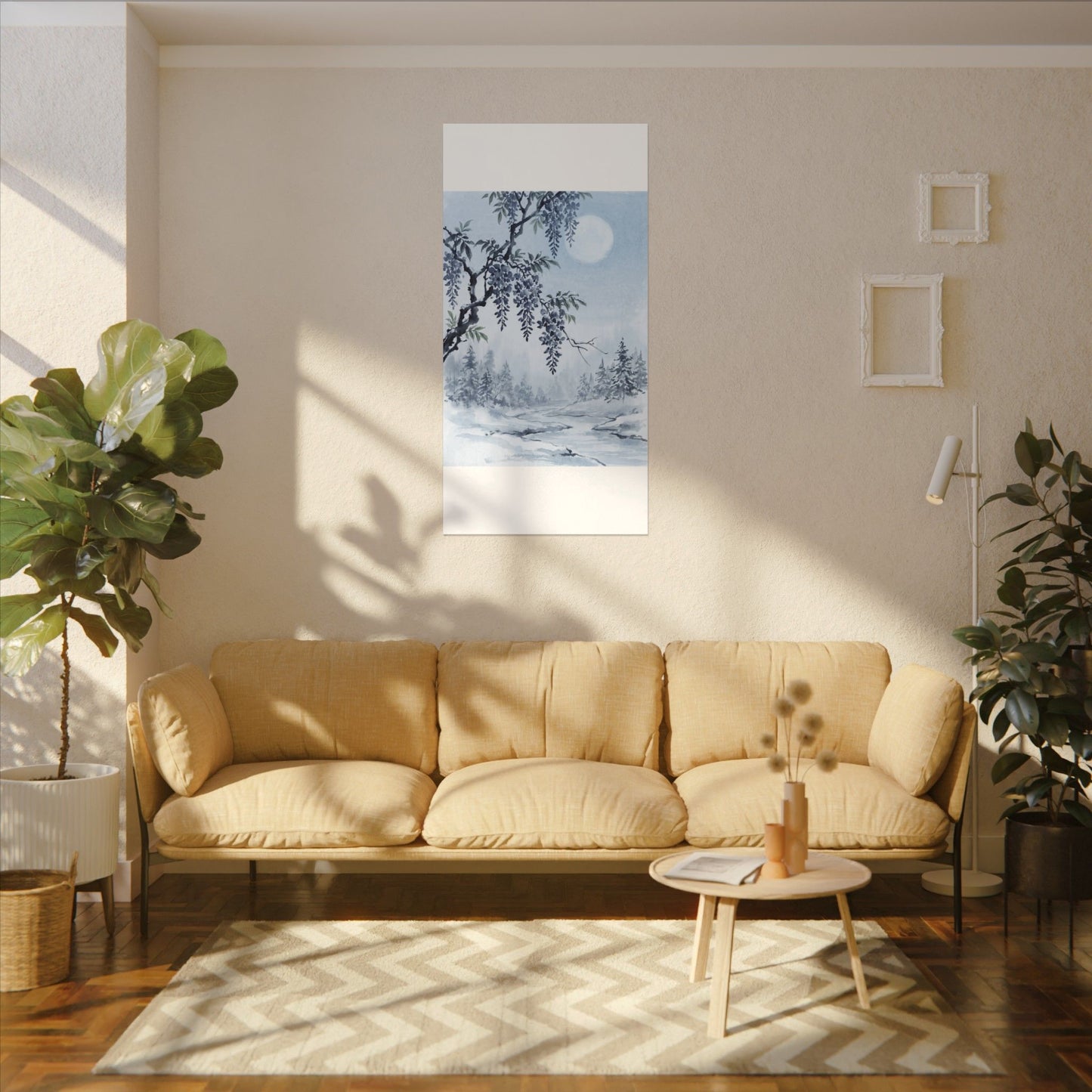 Seijaku Wisteria Canvas Art - Zen Sumi E