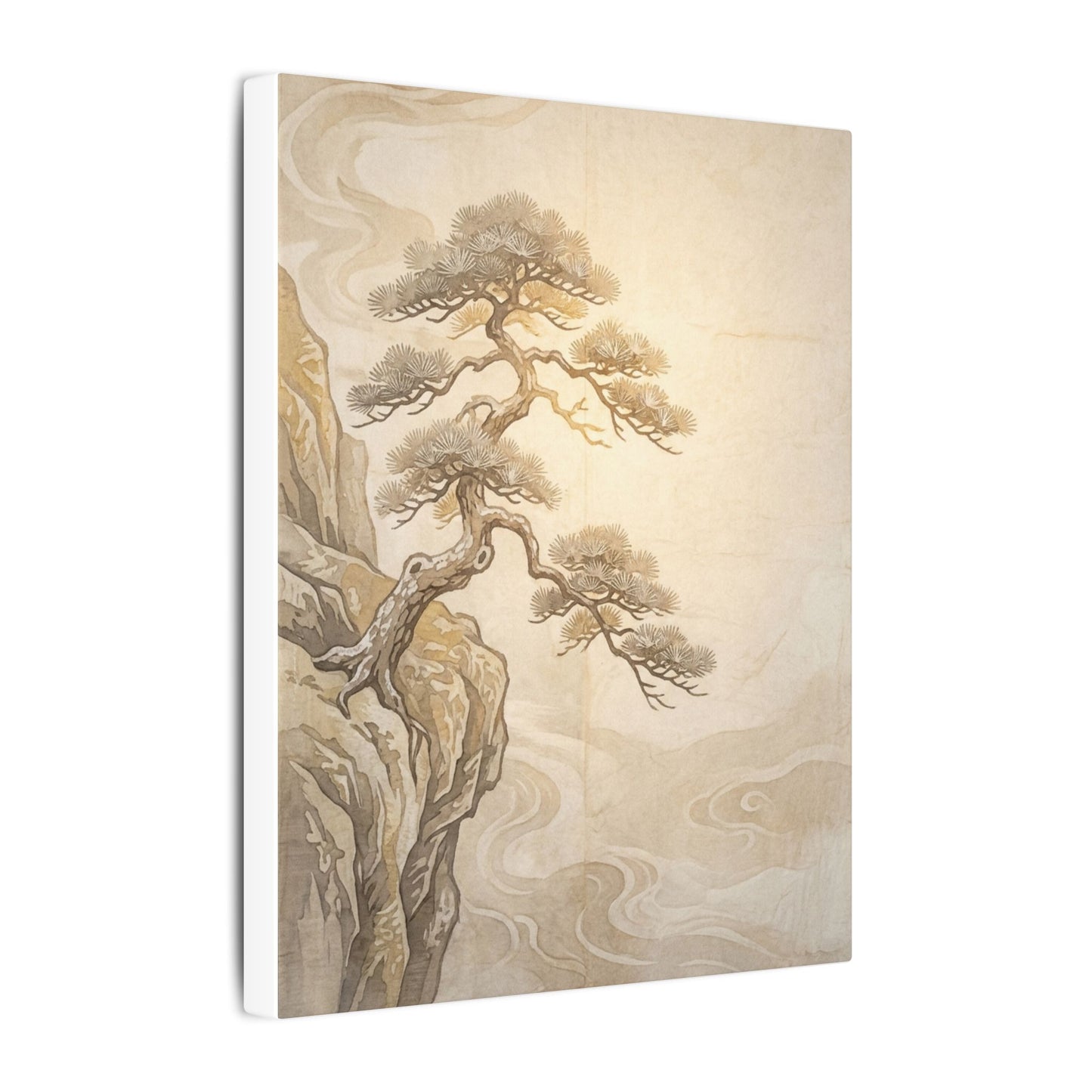 Winter Pine Tree Japanese Pattern Canvas Art | Elegant Decor