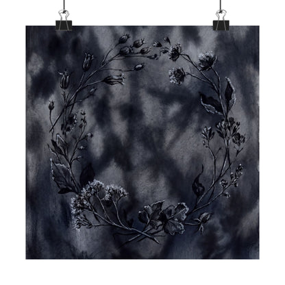 Dried Flowers Shadow Zen Wall Art Print | Bold Dark Japandi Art Art Print