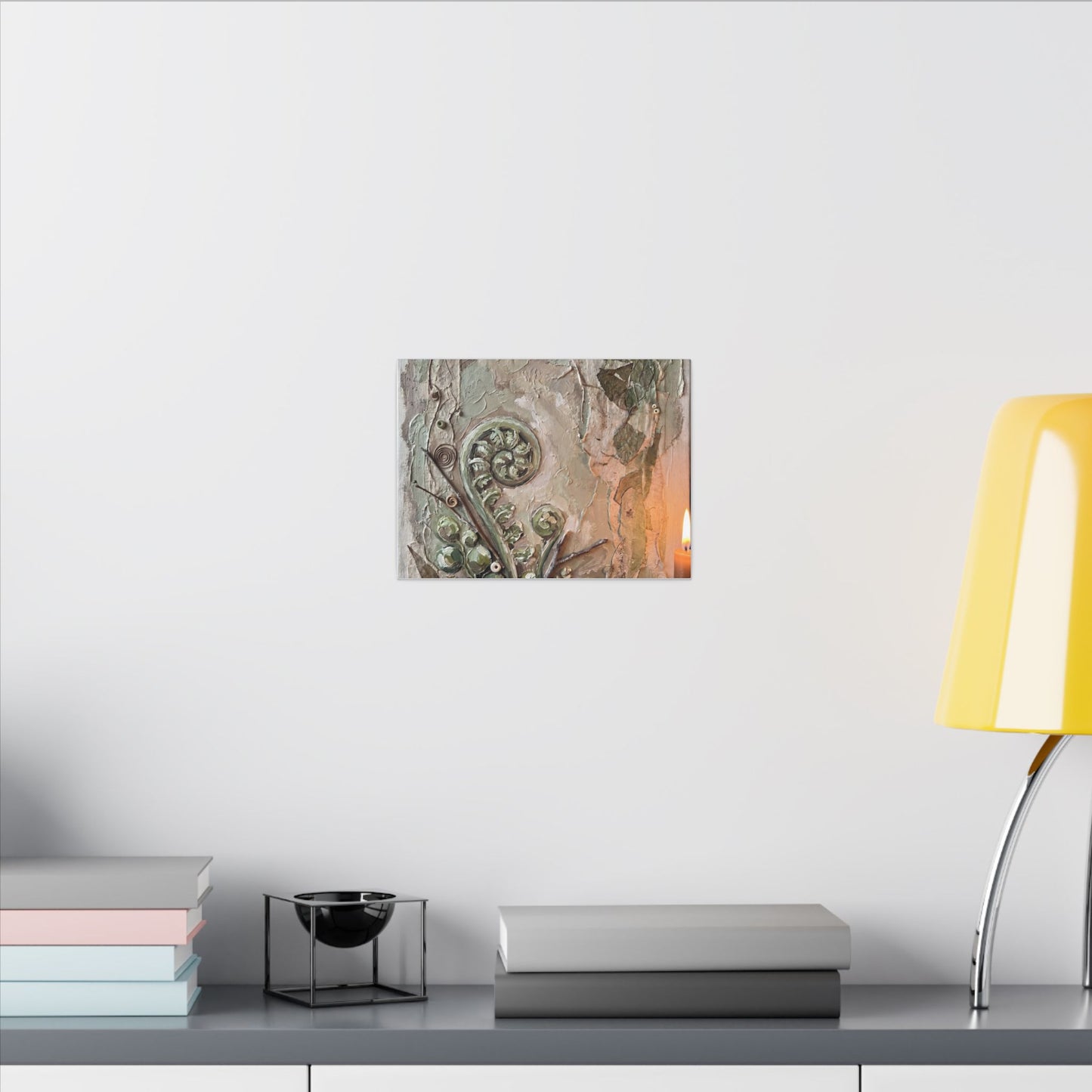Japandi Fern Unfurling in Candlelight | Texture Canvas Art