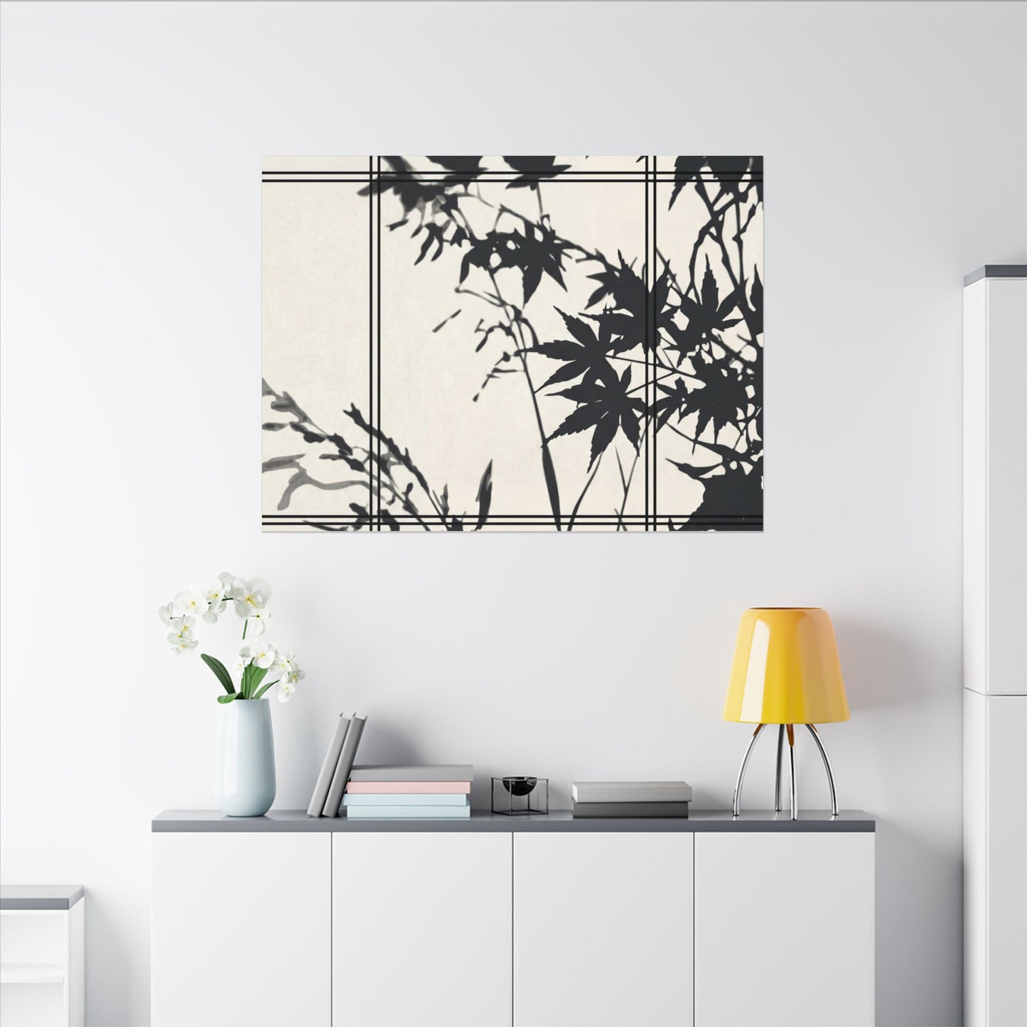 Shoji Screen Canvas Art | Summer Japandi Minimal Line Art