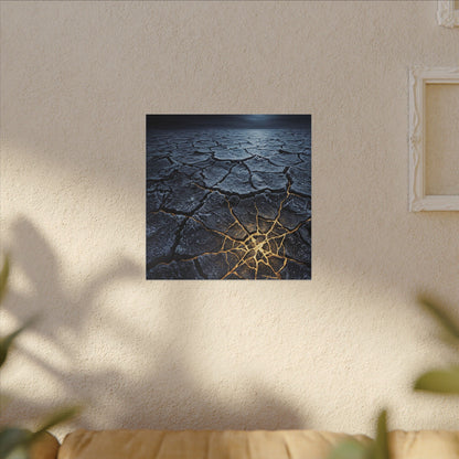 Moonlight Cracked Earth Canvas Art - Kintsugi Mono No Aware