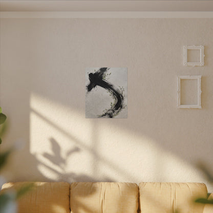 Ink Brushstroke Spring Canvas Art | Dark Japandi Sophisticated Design