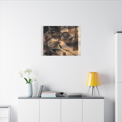 Tea Ceremony Charcoal Ink Canvas Art | Luxurious Dark Japandi Art