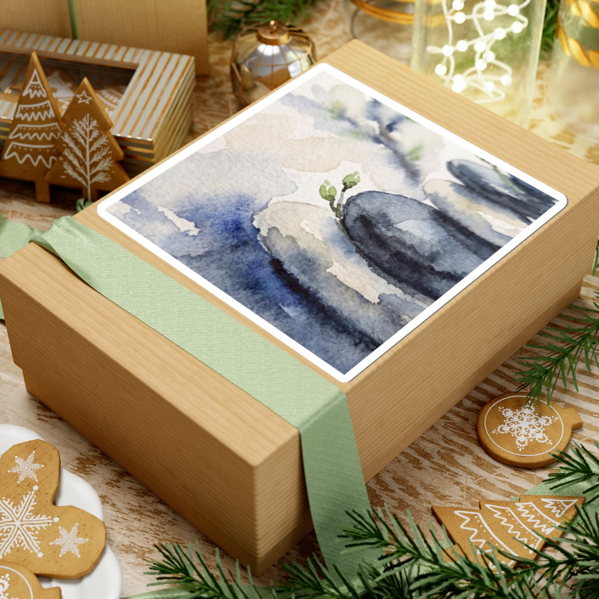 Mono No Aware River Stones Sticker - Japandi Watercolor
