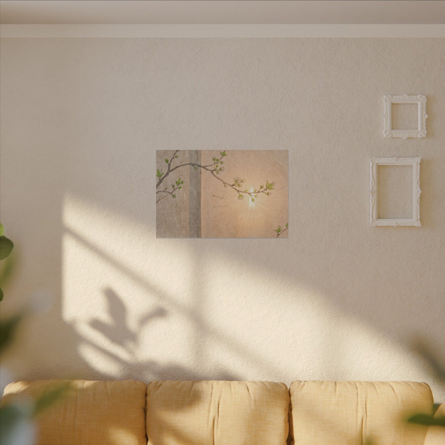 Shoji Screen Canvas Art | Spring Japandi Minimal Line Art