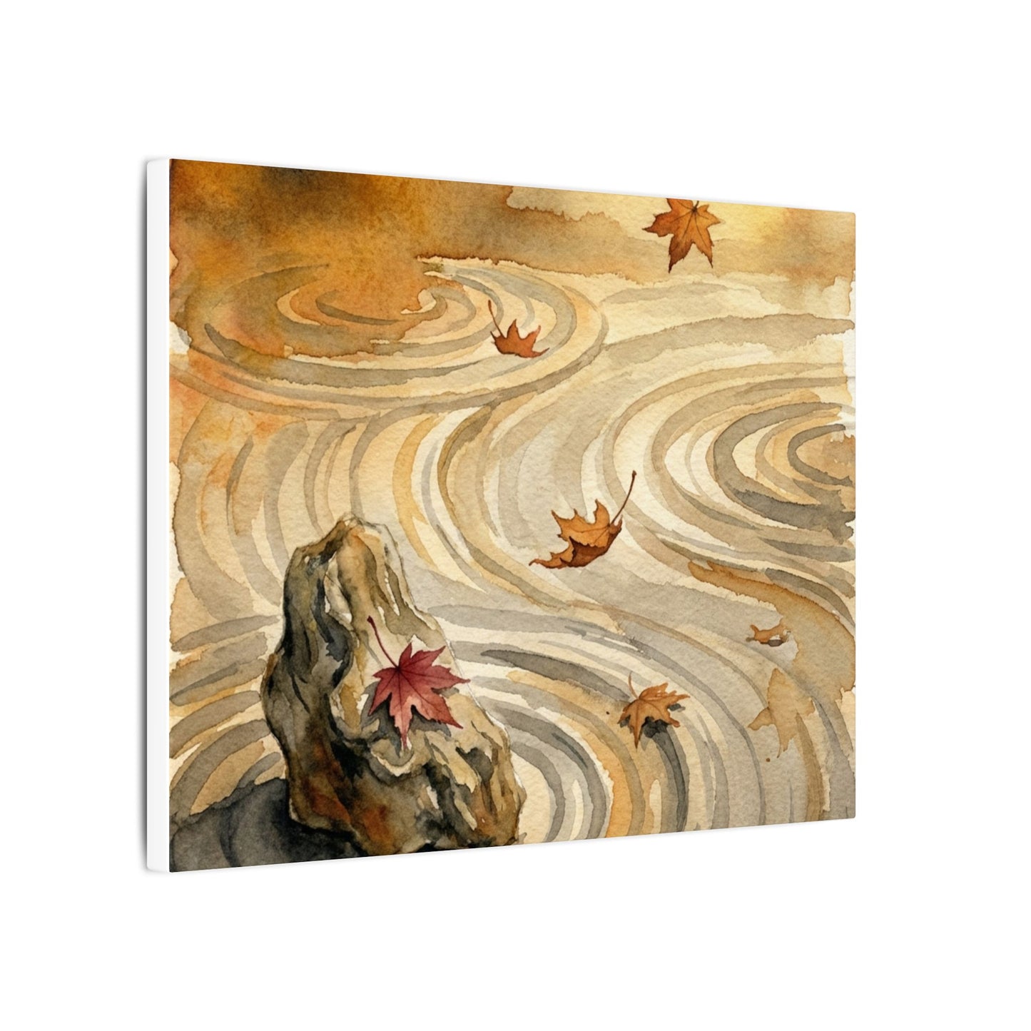 Autumn Rock Garden Watercolor Canvas Art | Neutral Decor
