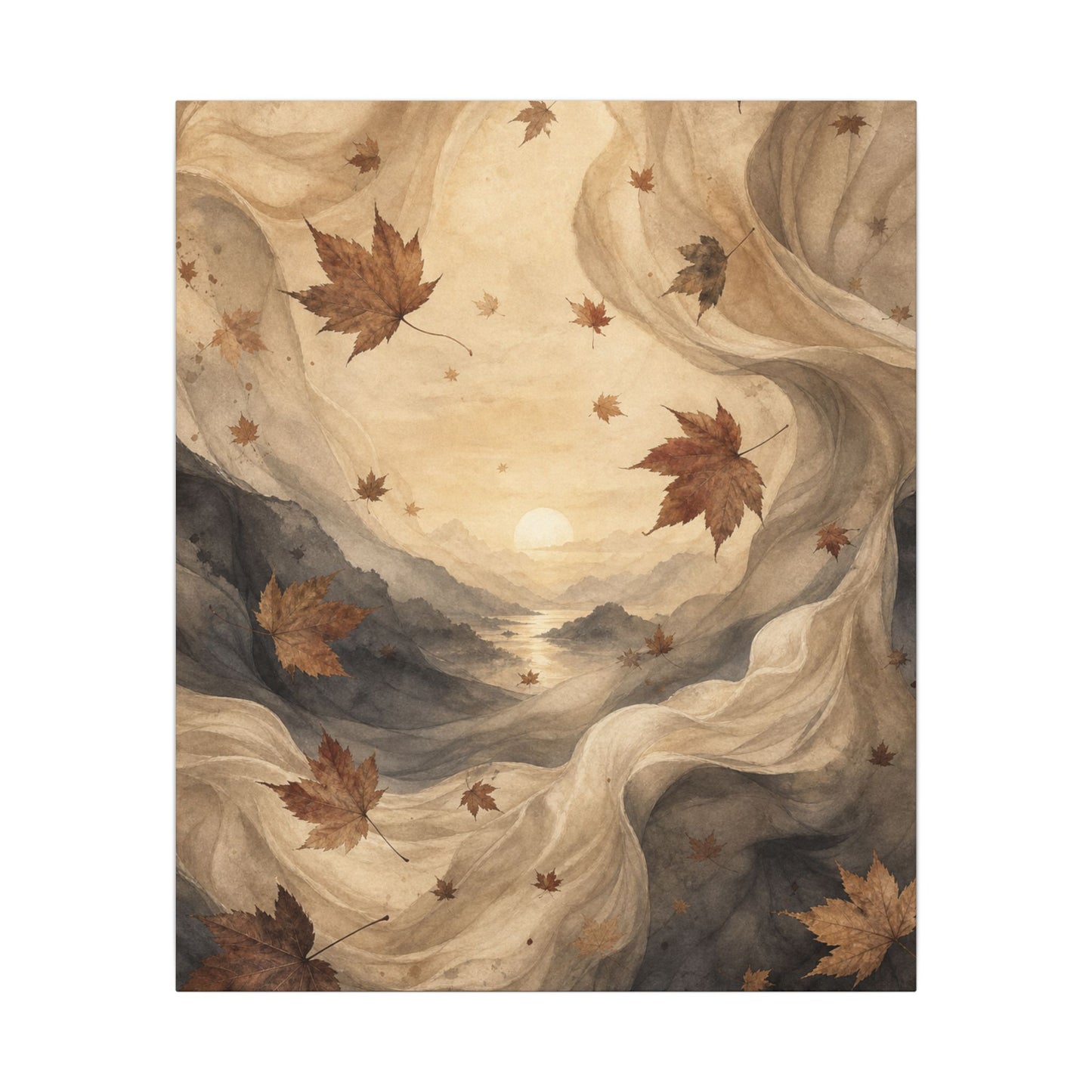 Autumn Silk Drape Watercolor Canvas Art | Earthy Decor