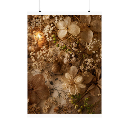 Candlelight Dried Flowers Wall Art Print - Japandi Fukinsei