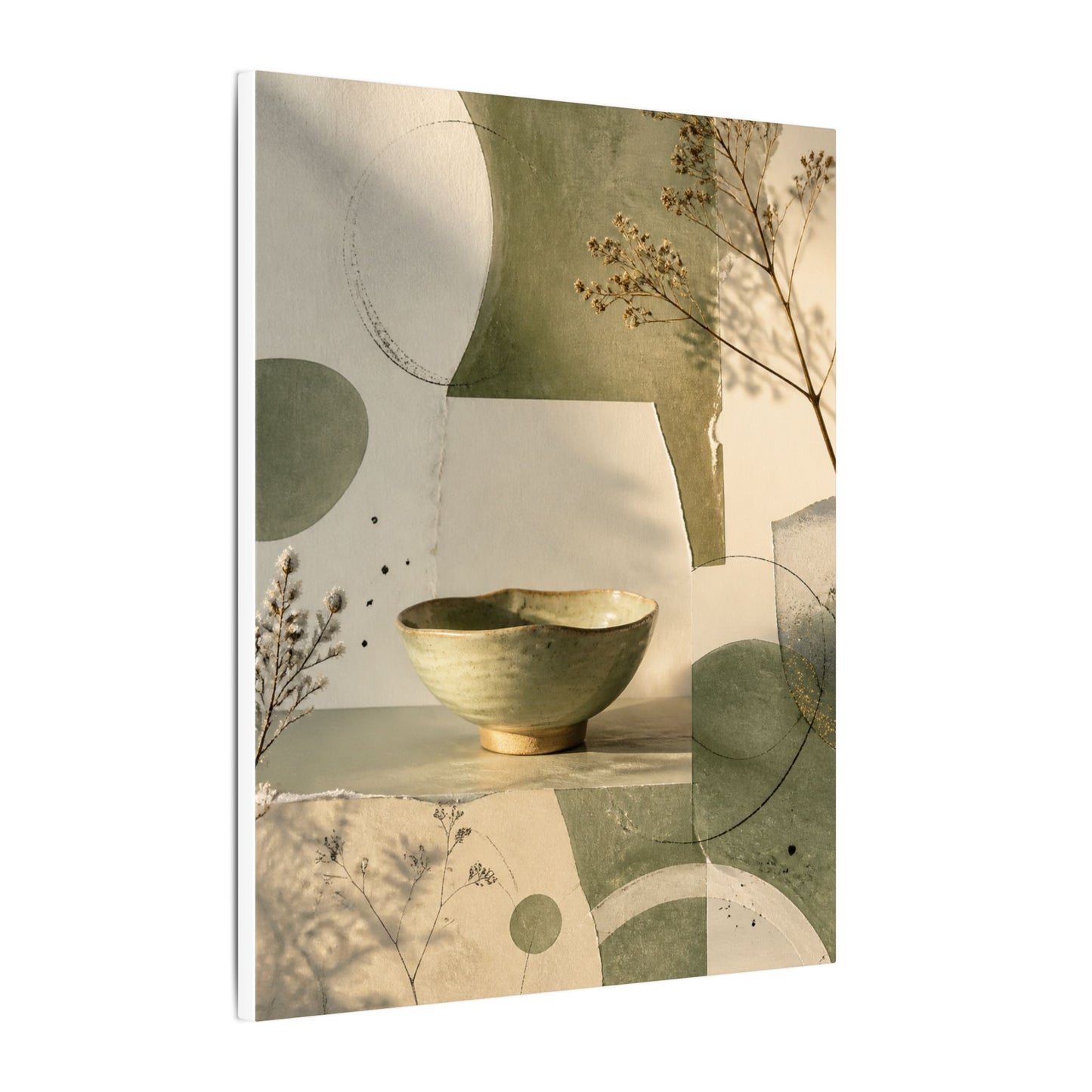 Warm Ceramic Bowl Canvas Art - Minimal Line Japandi