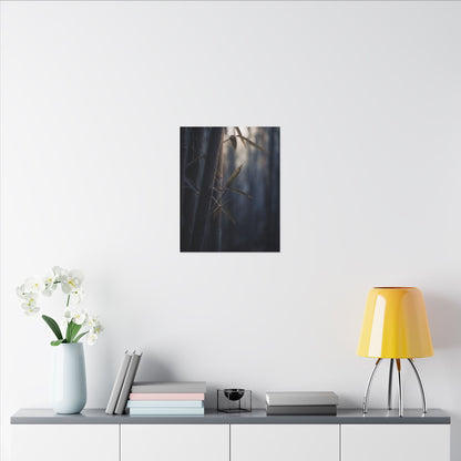 Dark Japandi Bamboo Grove in Dawn | Moody Minimal Canvas Art
