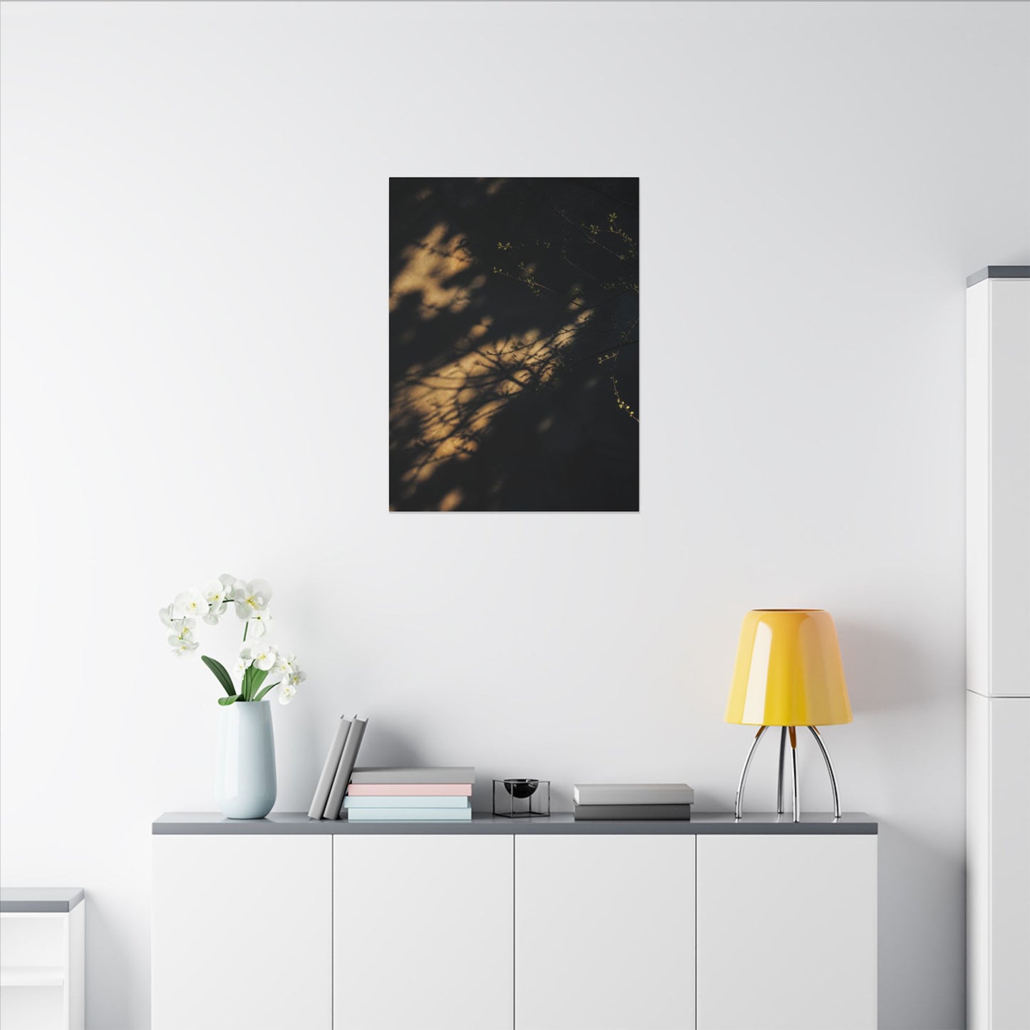 Moody Shadow Play Canvas Art - Moody Minimal Dark Japandi