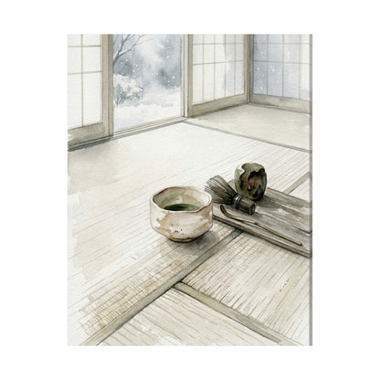 Japandi Tea Ceremony in Overcast | Watercolor Wall Art Print