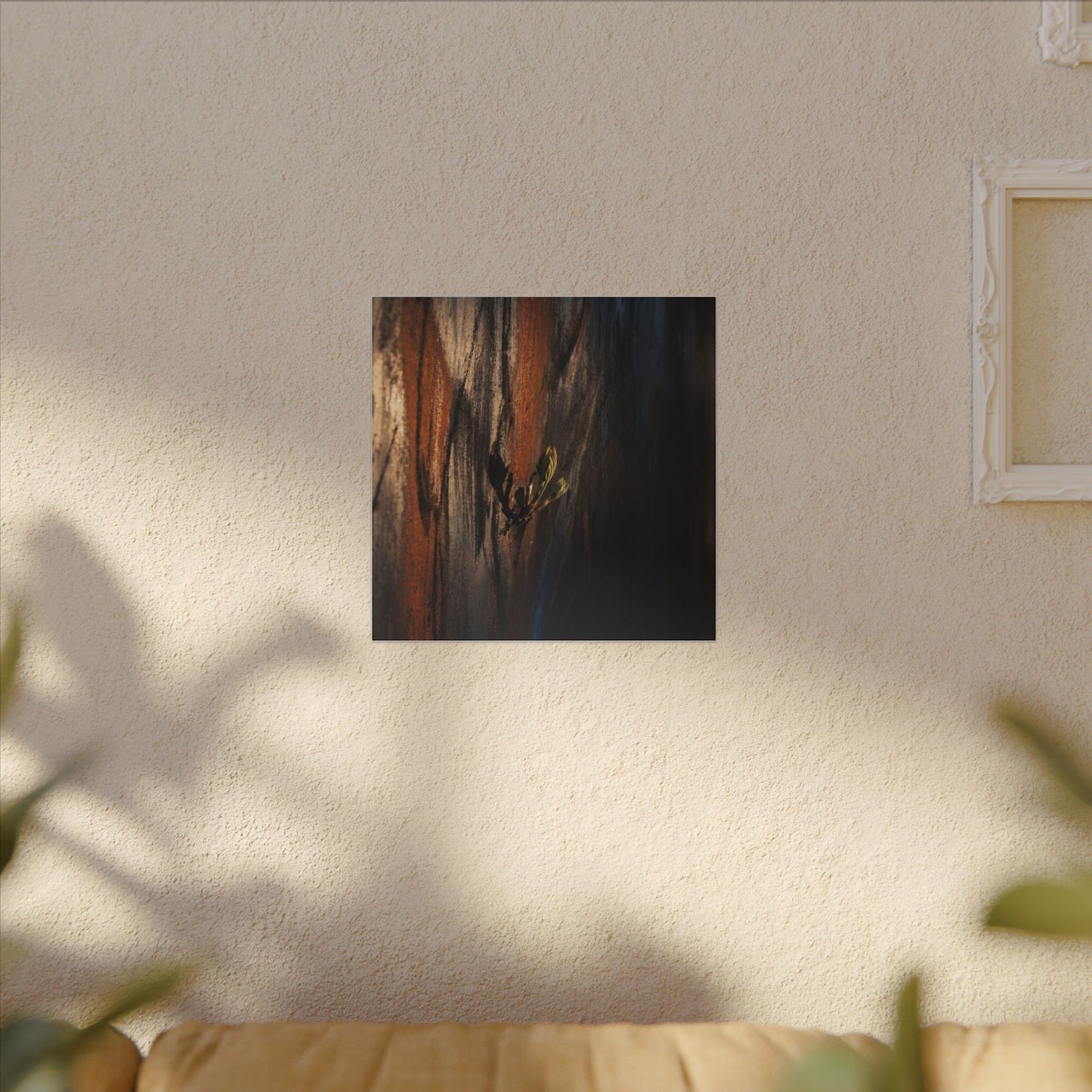 Rust Patina Charcoal Ink Canvas Art | Moody Dark Japandi Art