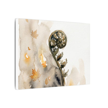 Fern Unfurling Watercolor Canvas Art | Earthy Japandi Art