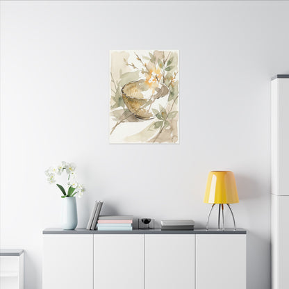 Spring Ceramic Bowl Watercolor Canvas Art | Neutral Decor