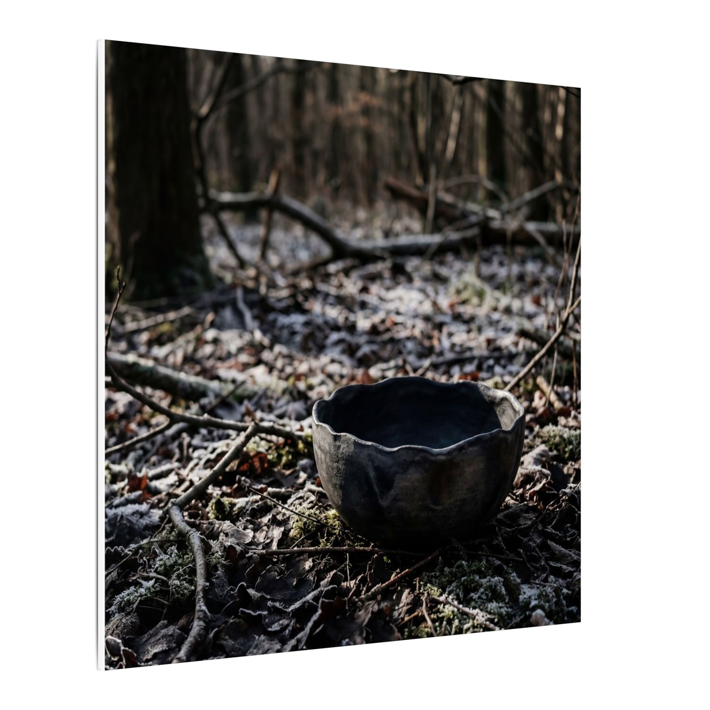 Dappled Ceramic Bowl Canvas Art - Dark Japandi Kanso