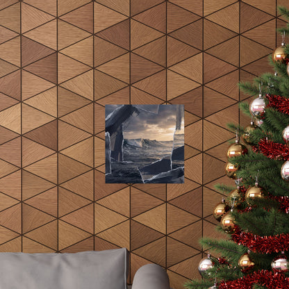 Dark Japandi Ocean Wave in Golden Hour | Shadow Zen Wall Art Print