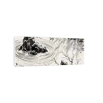 Rock Garden Canvas Art | Winter Zen Sumi E Art