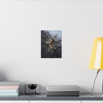Ma Cracked Earth Canvas Art - Dark Japandi Charcoal Ink