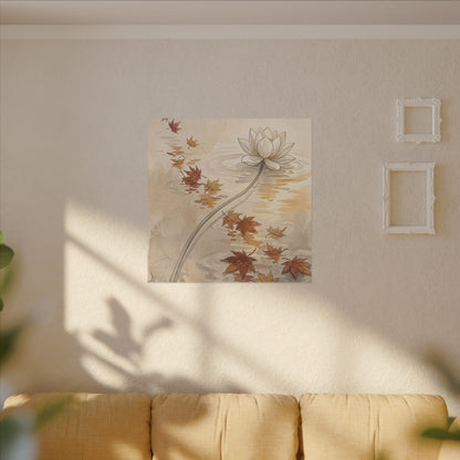 Lotus Flower Canvas Art | Autumn Japandi Minimal Line Art
