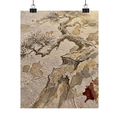 Pine Tree Winter Wall Art Print | Japandi Elegant Design