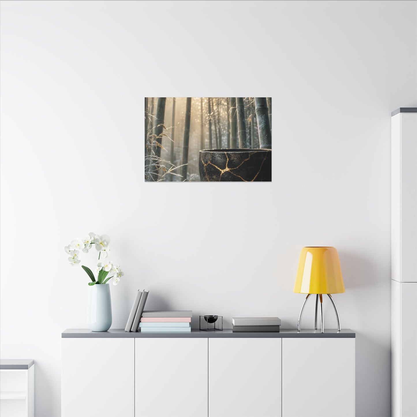 Fukinsei Bamboo Grove Canvas Art - Kintsugi Gold Repair
