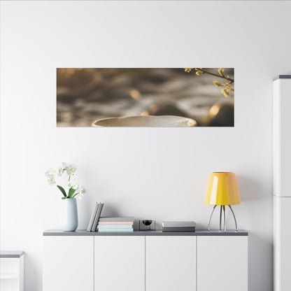 Neutral Ceramic Bowl Canvas Art - Japanese Pattern Japandi
