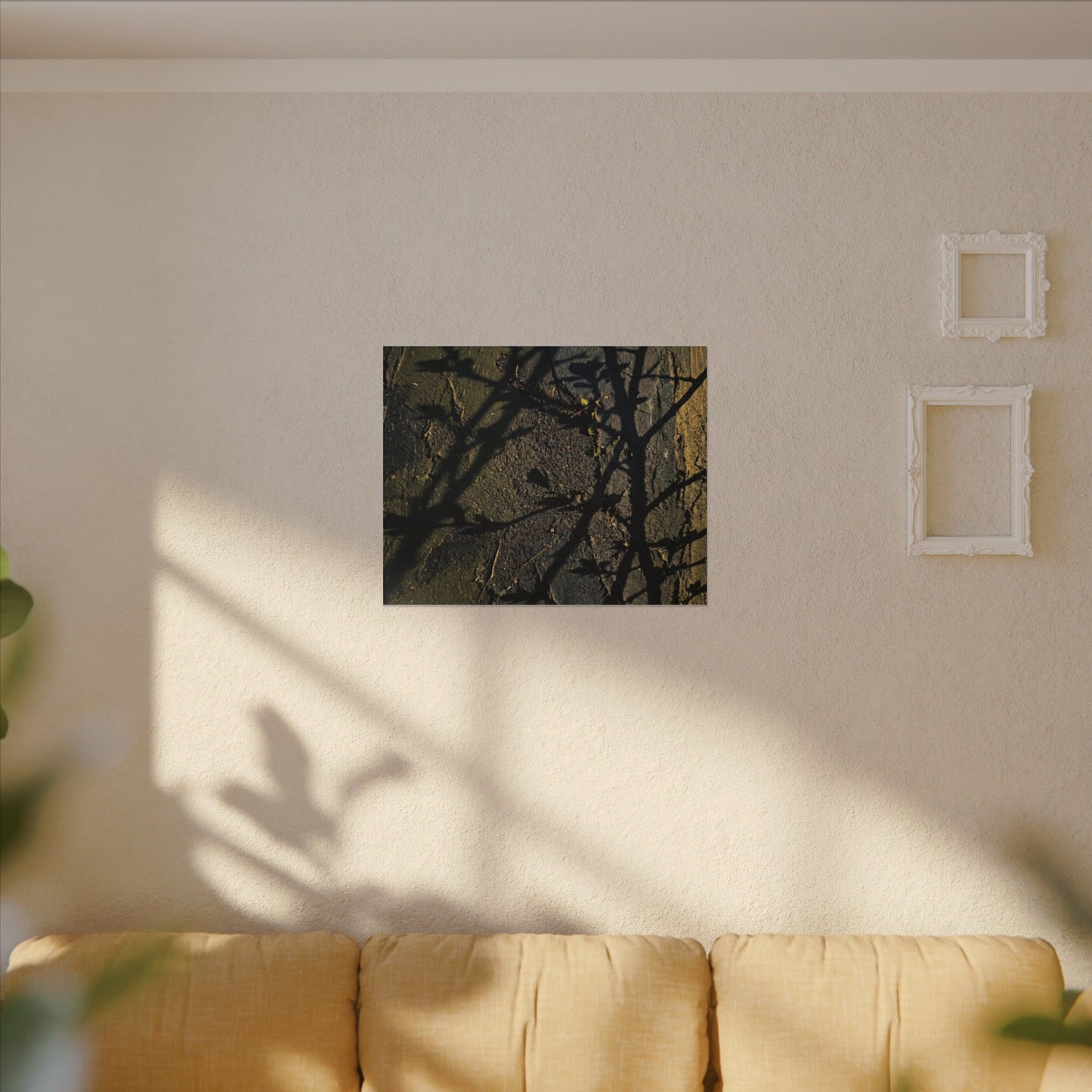 Kanso Shadow Play Canvas Art - Dark Japandi Dark Texture