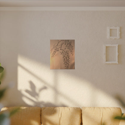 Japandi Wisteria in Candlelight | Minimal Line Canvas Art