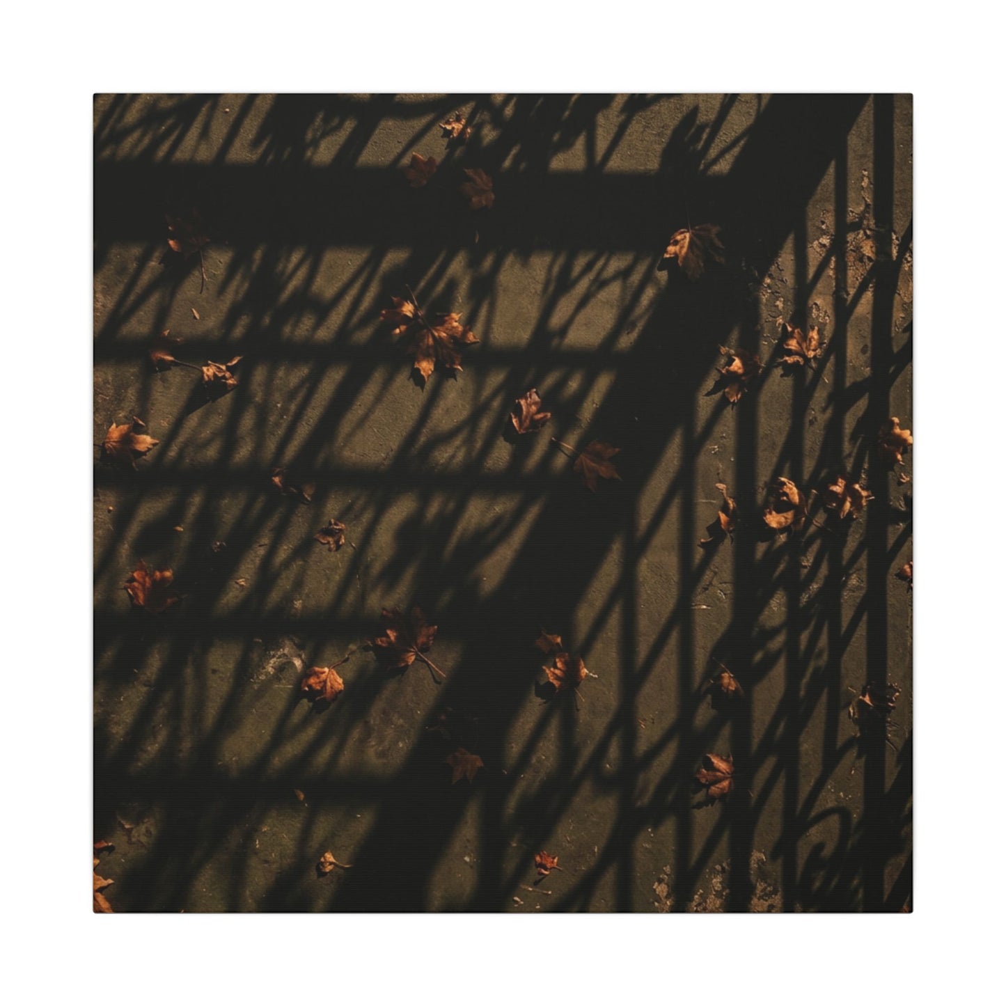 Dark Japandi Shadow Play in Golden Hour | Moody Minimal Canvas Art