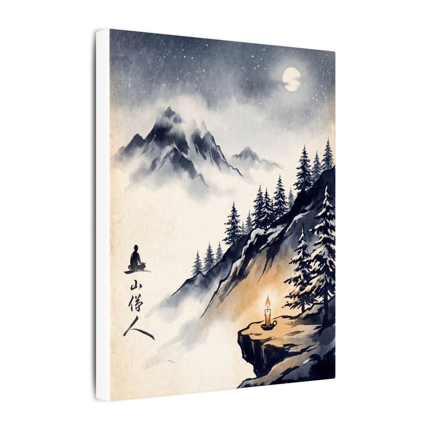 Mountain Mist Canvas Art | Winter Zen Ukiyo E Inspired Art