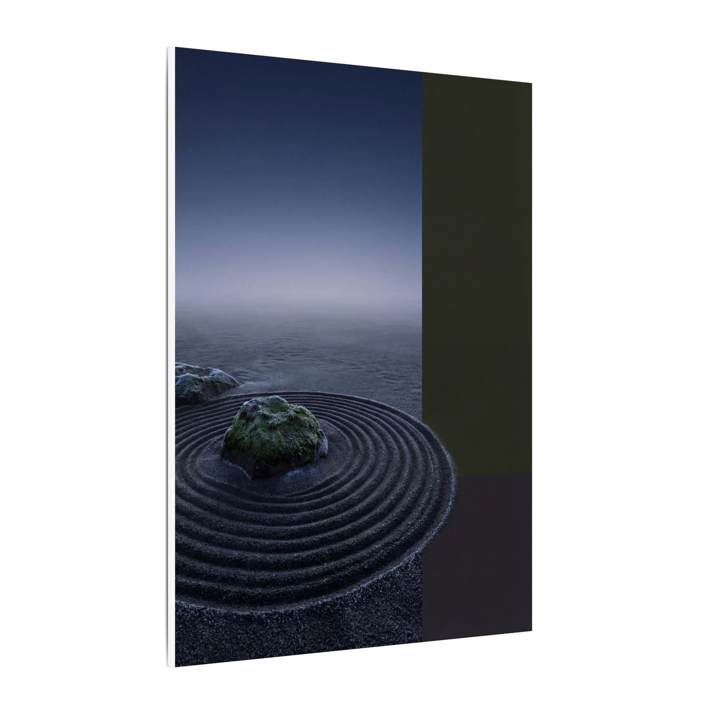 Ma Rock Garden Canvas Art - Dark Japandi Moody Minimal
