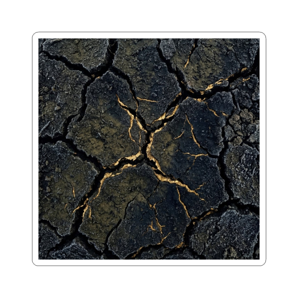Winter Cracked Earth Shadow Zen Sticker | Atmospheric Decor Art Print