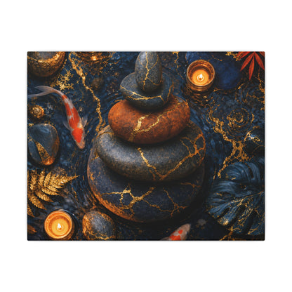 Summer River Stones Gold Vein Canvas Art | Resilient Decor