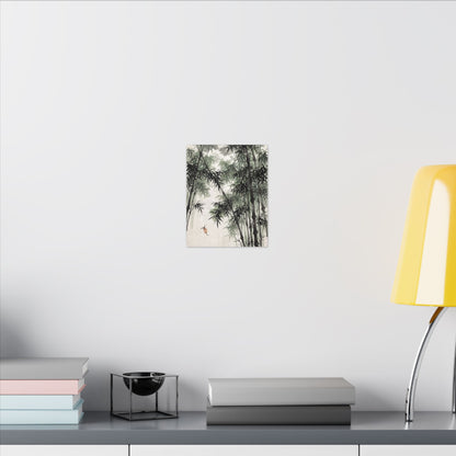 Zen Bamboo Grove in Overcast | Sumi E Canvas Art