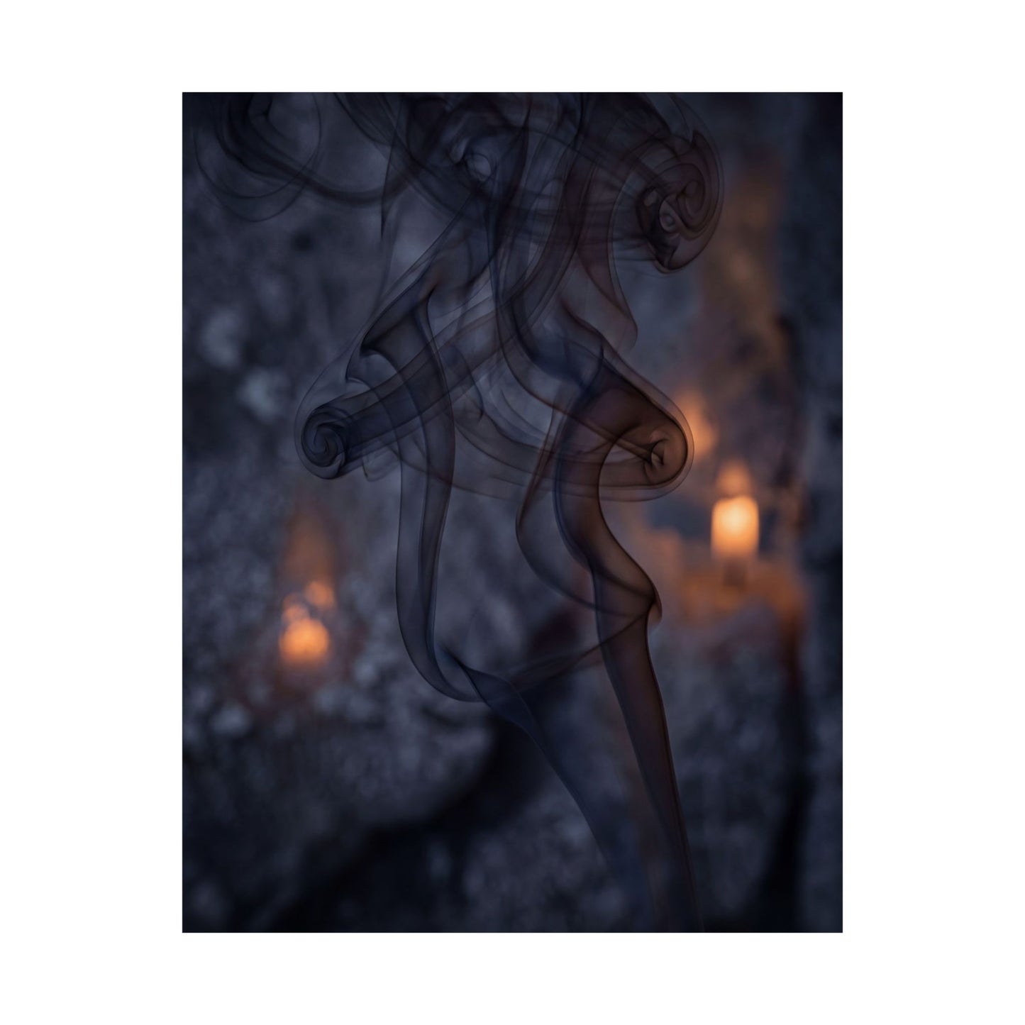 Bold Incense Smoke Wall Art Print - Shadow Zen Dark Japandi