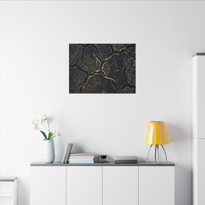 Overcast Cracked Earth Canvas Art - Dark Japandi Ma