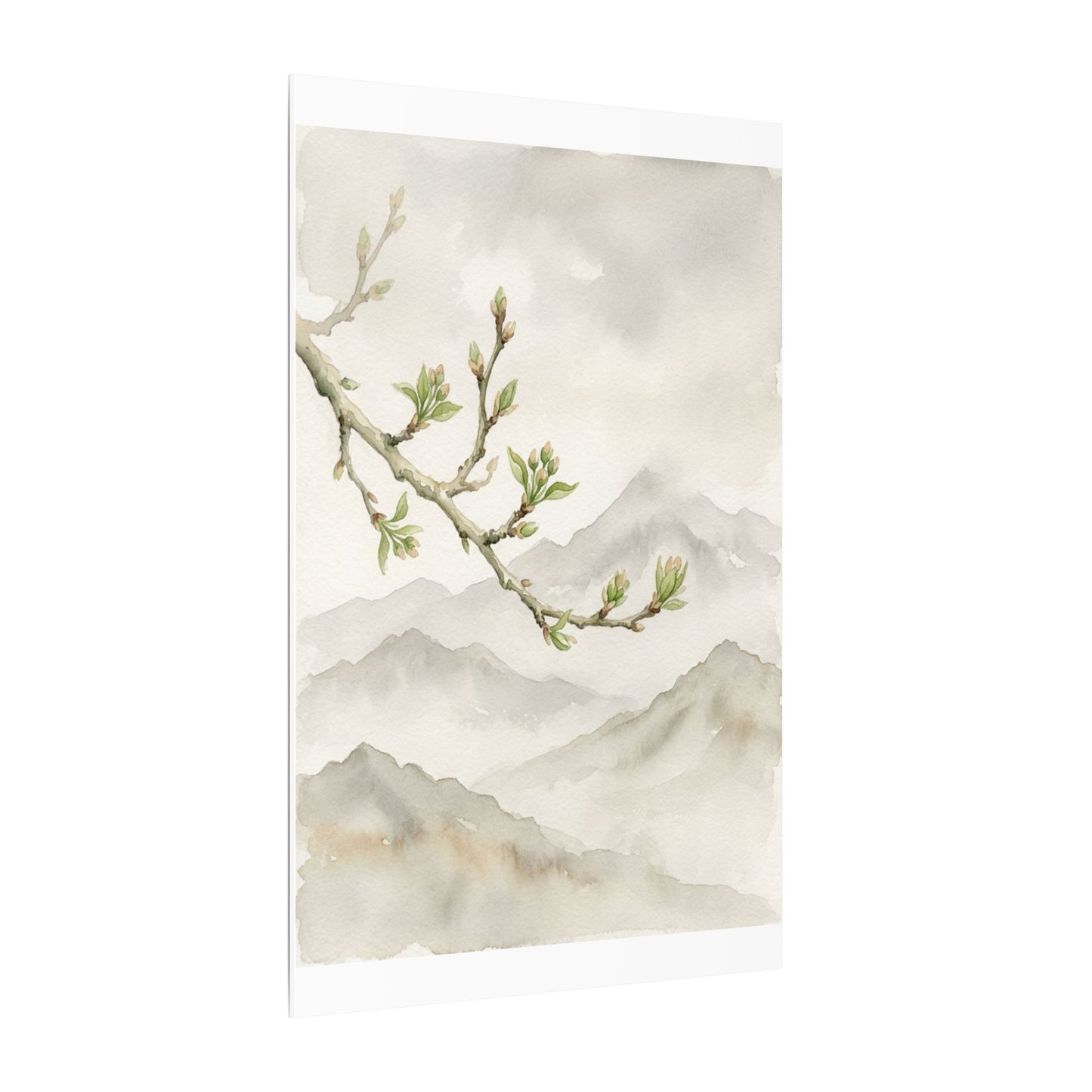 Spring Mountain Mist Watercolor Canvas Art | Cozy Decor