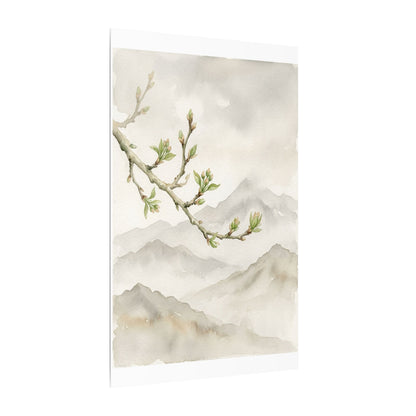 Spring Mountain Mist Watercolor Canvas Art | Cozy Decor