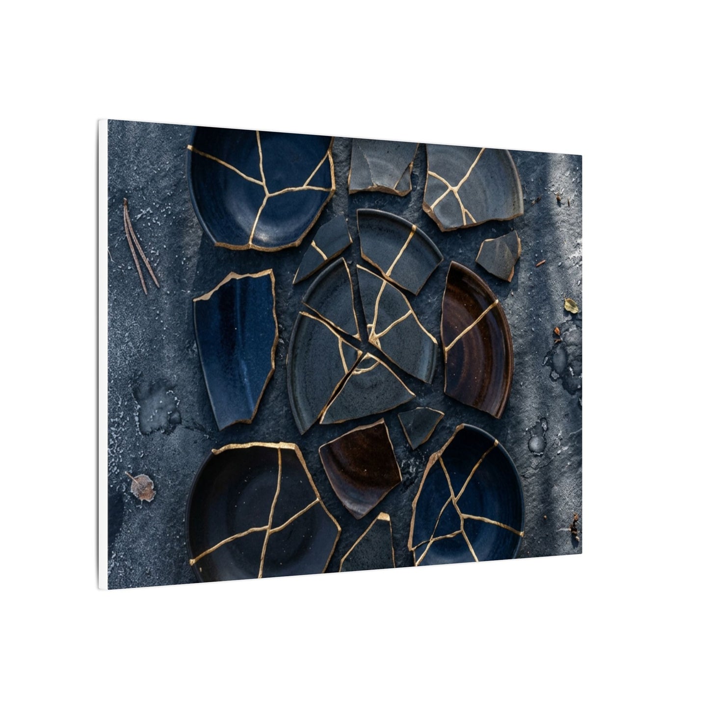 Dark Japandi Broken Pottery in Dappled | Shadow Zen Canvas Art