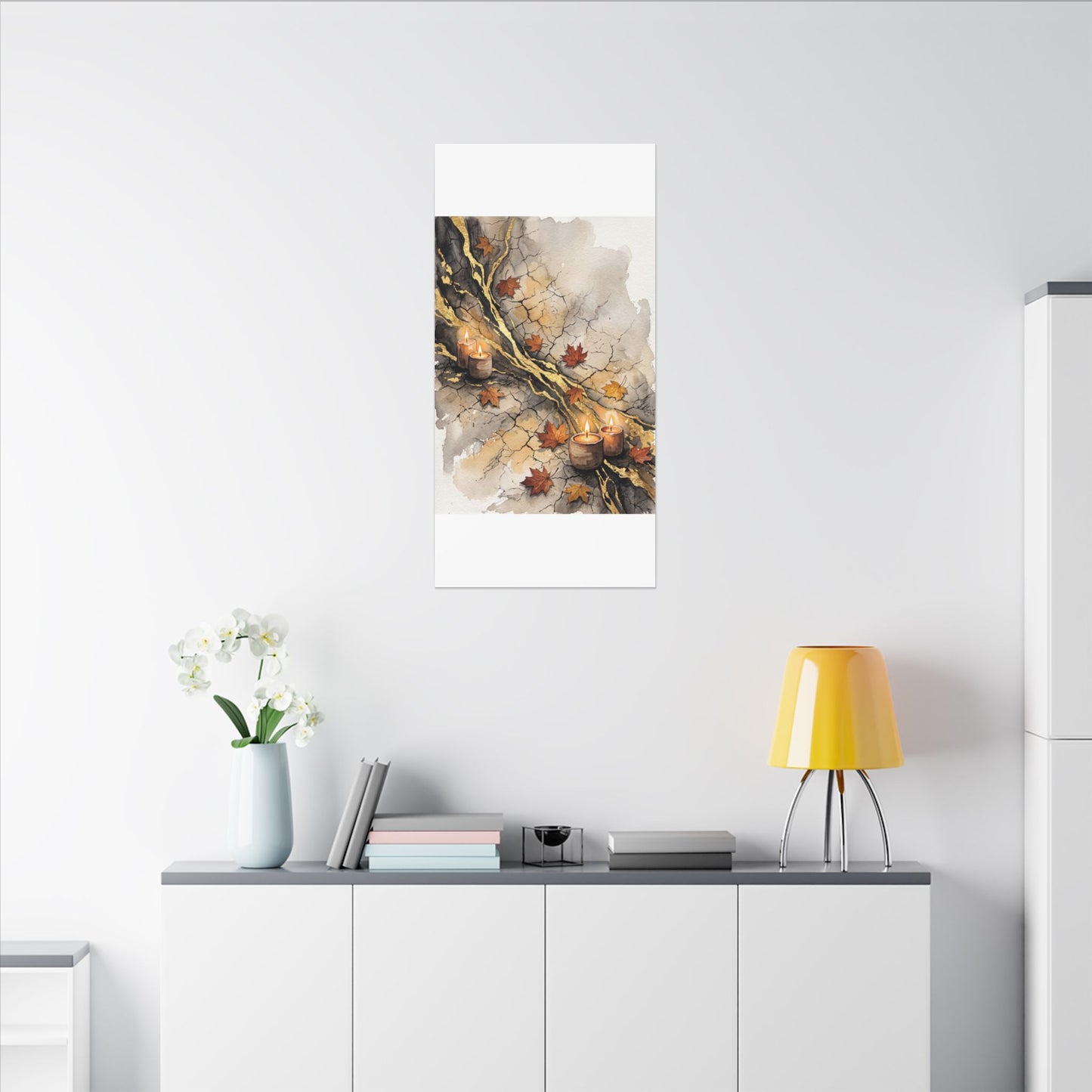 Cracked Earth Autumn Canvas Art | Japandi Warm Design