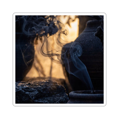 Dark Japandi Incense Smoke in Golden Hour | Shadow Zen Sticker Art Print
