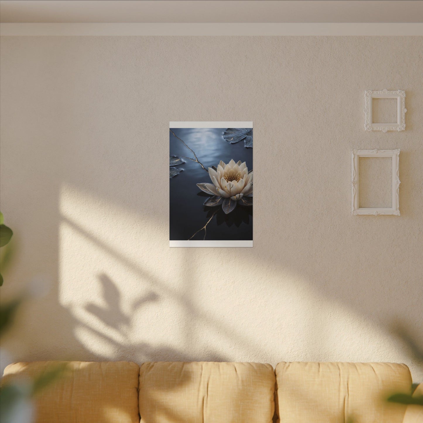 Beautiful Lotus Flower Canvas Art - Gold Vein Kintsugi