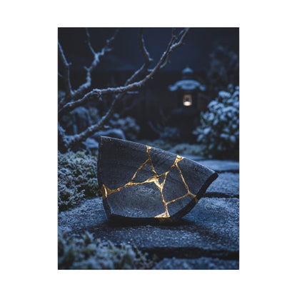 Moonlit Garden Winter Canvas Art | Kintsugi Artful Design