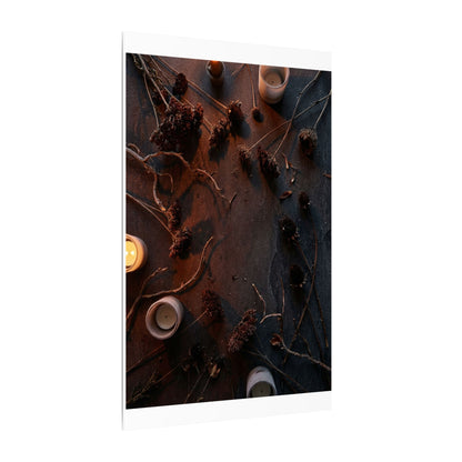 Dried Flowers Canvas Art | Winter Dark Japandi Moody Minimal Art