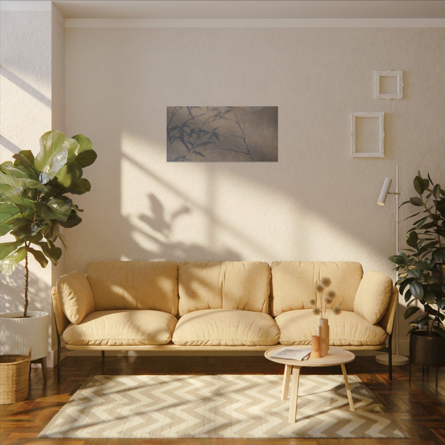 Shadow Play Canvas Art | Winter Japandi Japanese Pattern Art