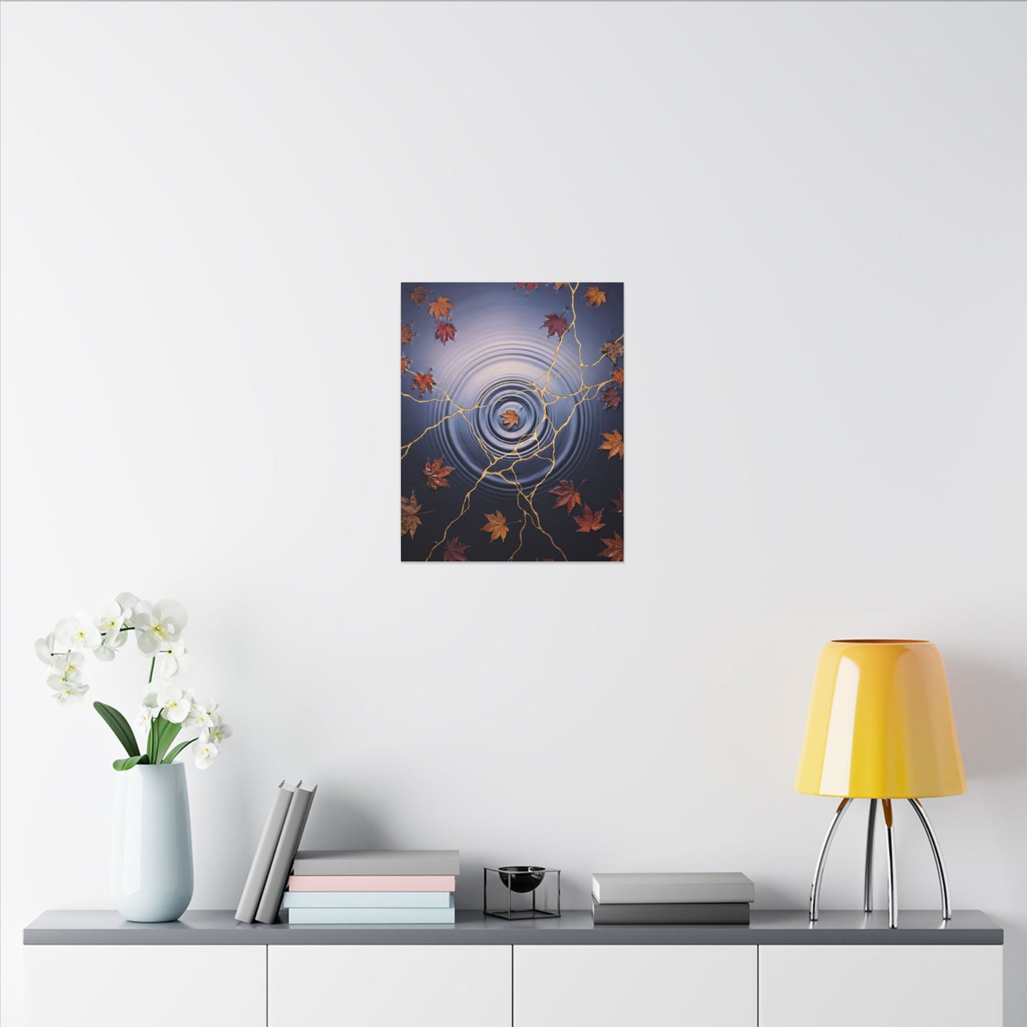 Kintsugi Water Ripple in Dawn | Gold Vein Canvas Art