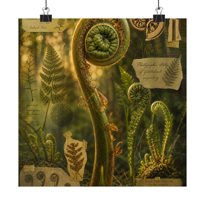 Spring Fern Unfurling Herbarium Wall Art Print | Nostalgic Decor